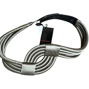 ESCADA Women’s Wide Statement Belt Layered Knotted Silk Calf Leather Sz 44 US 12